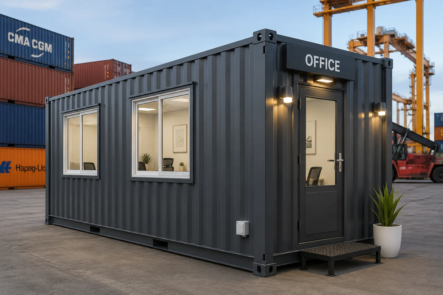 Modern office container designed for site offices and portable workspace solutions in Pakistan.