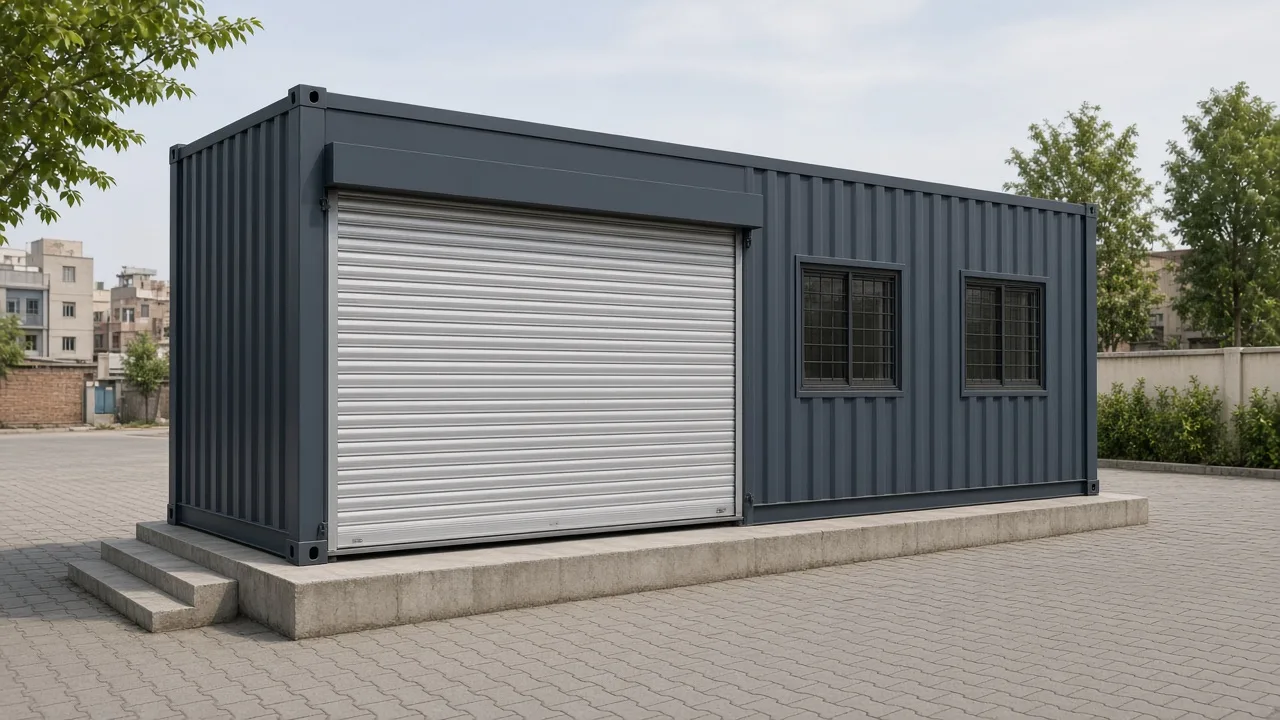 container shop in Pakistan 20ft exterior with roller shutter