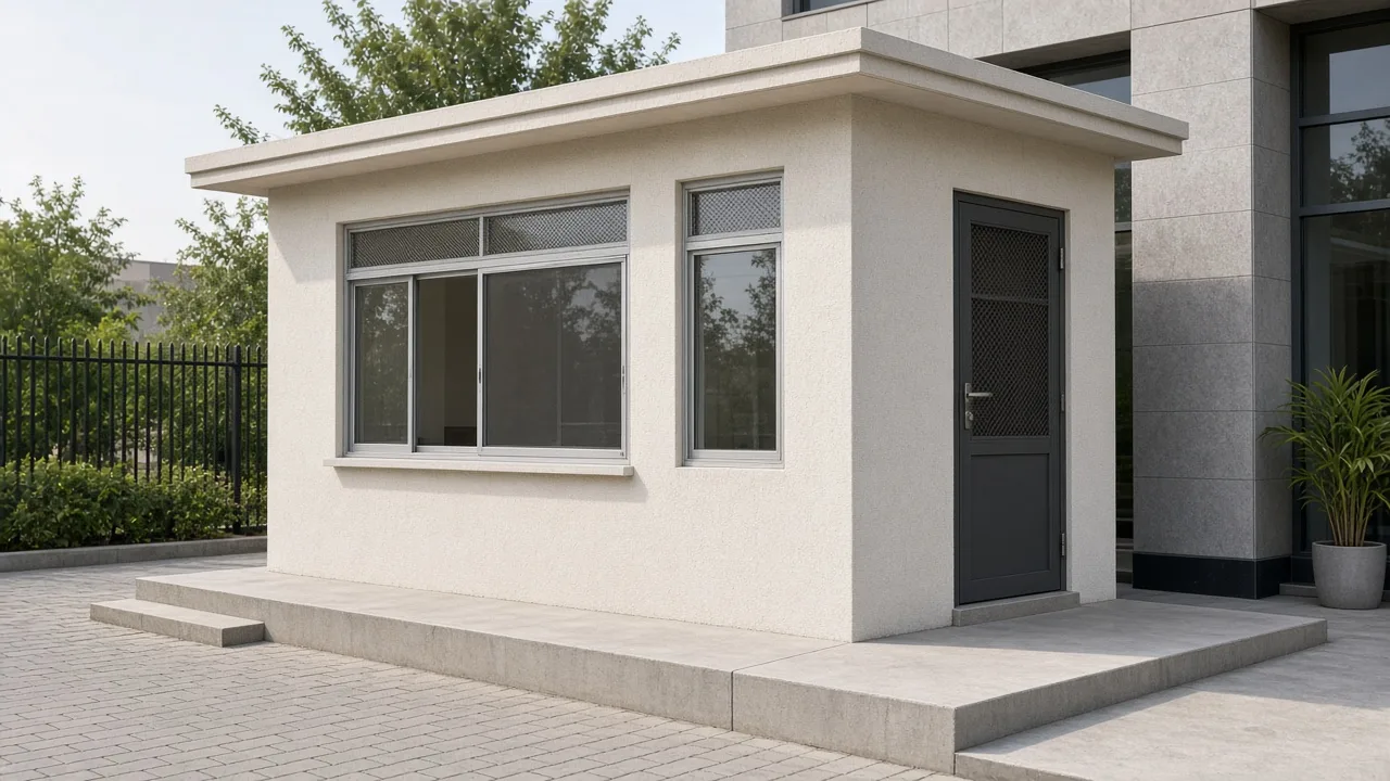 visitor management cabin Pakistan exterior with service window